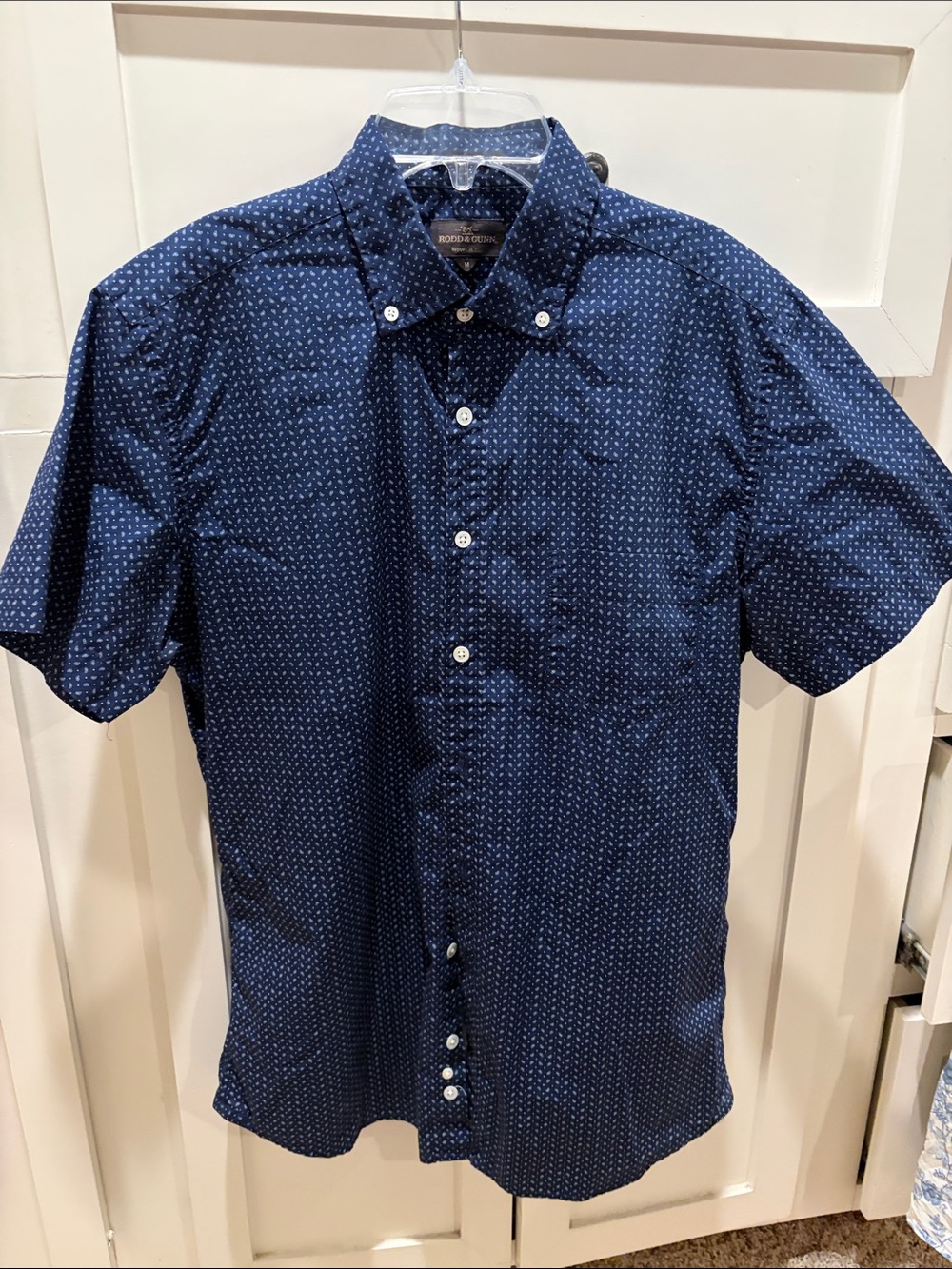 Rodd & Gunn Navy Short-Sleeve Button-Down with Micro Dot Print